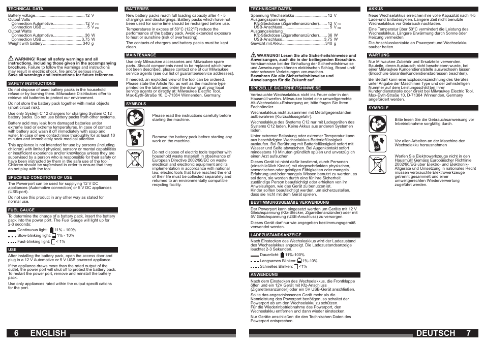 Deutsch, English | Milwaukee C 12 PP User Manual | Page 4 / 19
