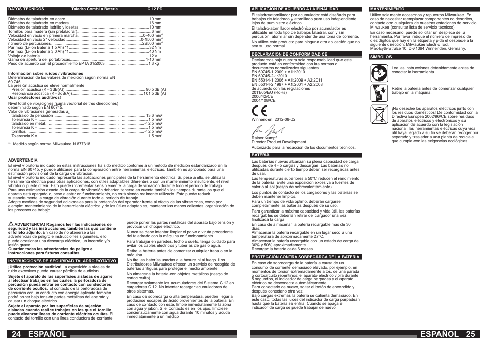 Español | Milwaukee C12 PD User Manual | Page 13 / 36