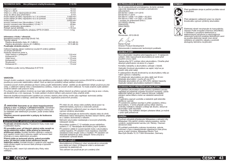 Česky | Milwaukee C12 PD User Manual | Page 22 / 36