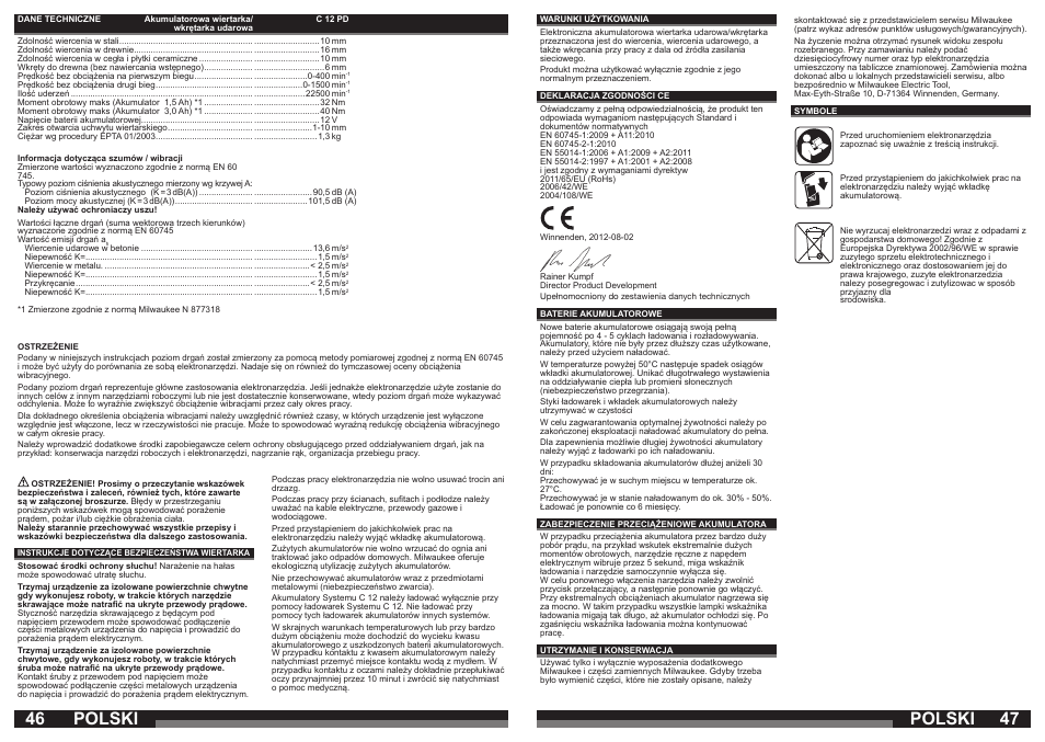 Polski | Milwaukee C12 PD User Manual | Page 24 / 36