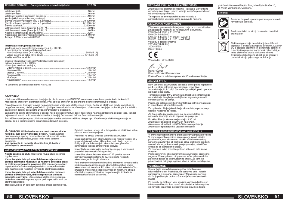 Slovensko | Milwaukee C12 PD User Manual | Page 26 / 36