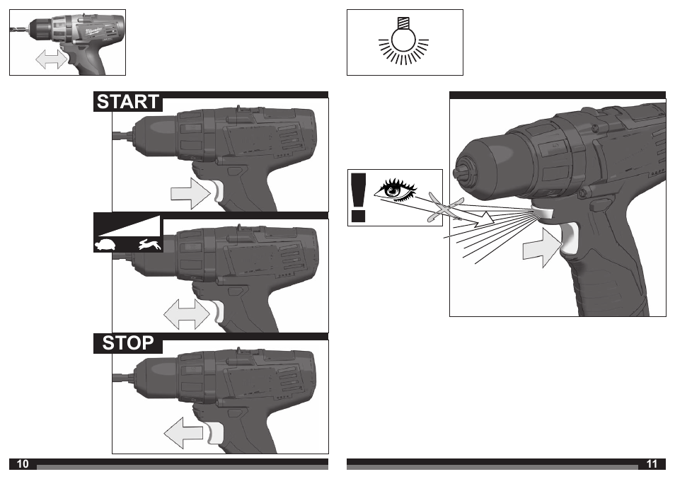 Start stop | Milwaukee C12 PD User Manual | Page 6 / 36