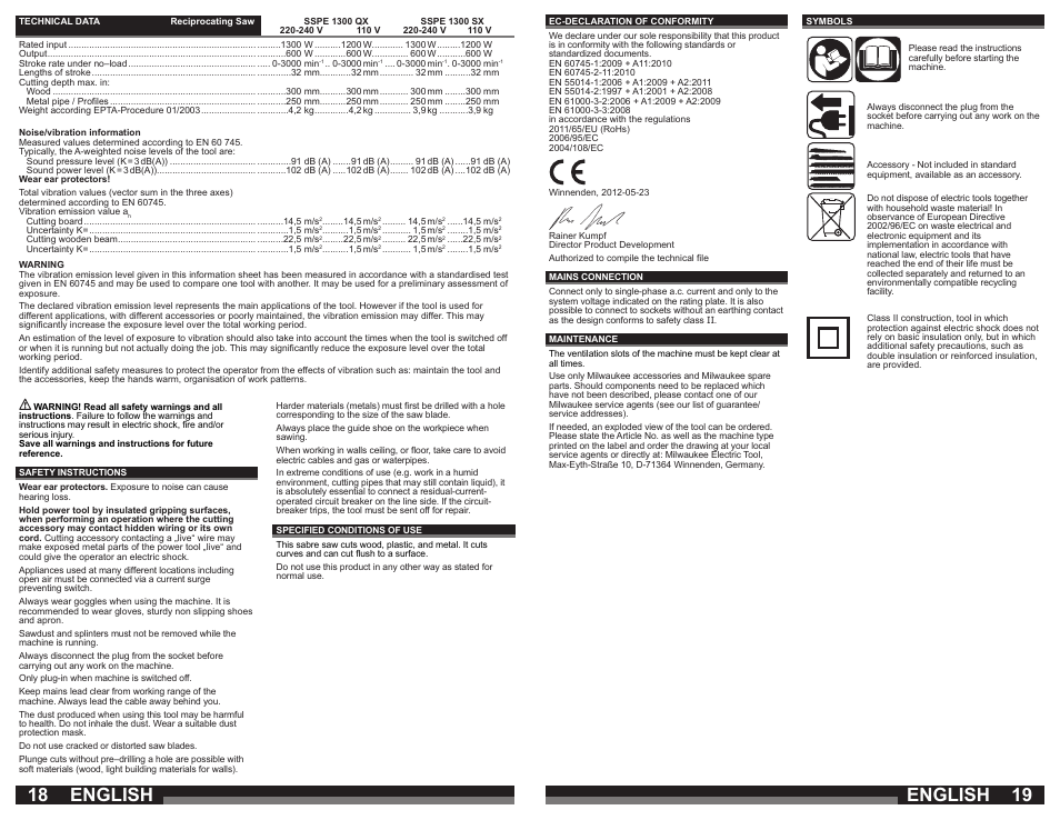 English | Milwaukee SSPE 1300 QX User Manual | Page 10 / 37