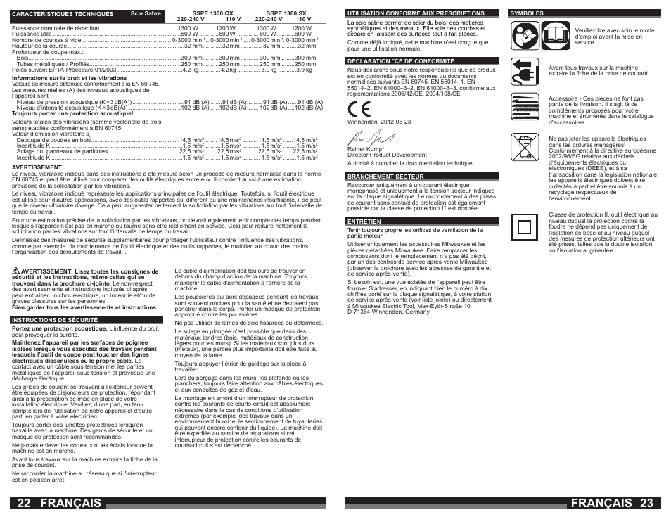 Français | Milwaukee SSPE 1300 QX User Manual | Page 12 / 37