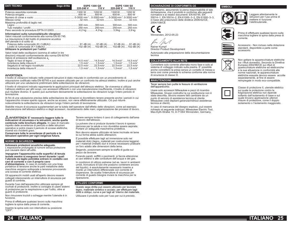 Italiano | Milwaukee SSPE 1300 QX User Manual | Page 13 / 37