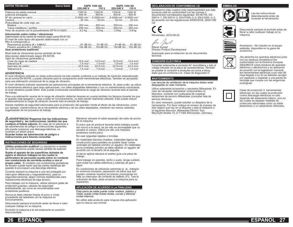 Español | Milwaukee SSPE 1300 QX User Manual | Page 14 / 37