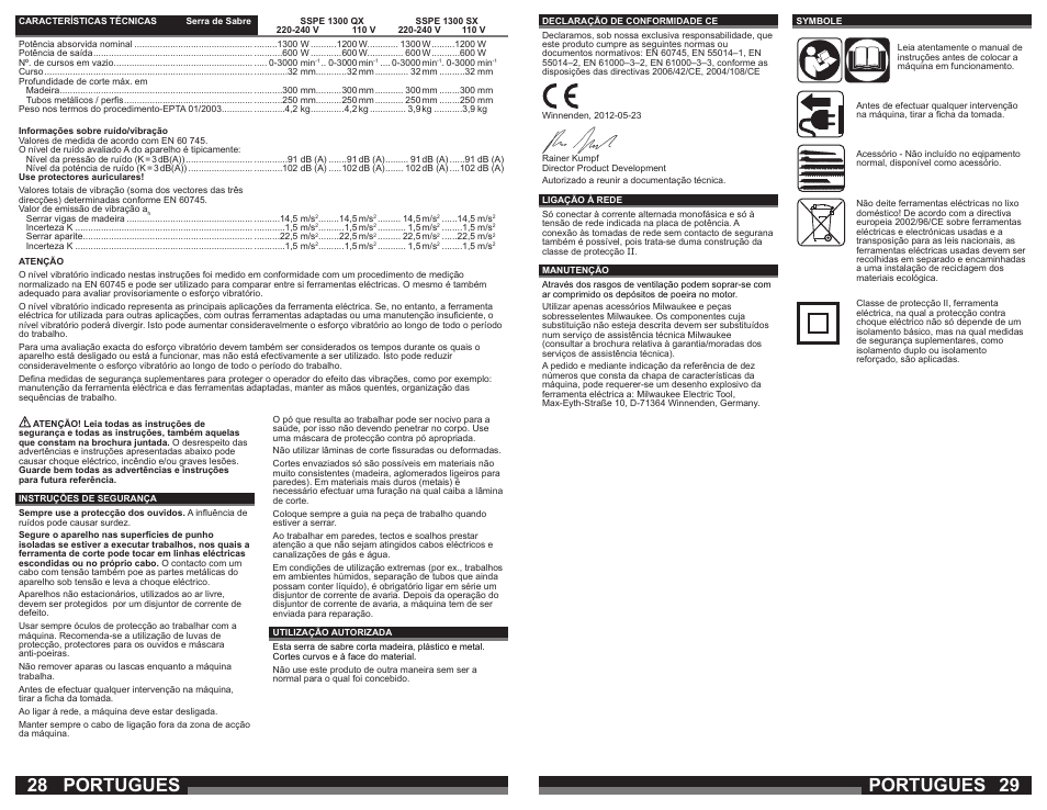 Portugues | Milwaukee SSPE 1300 QX User Manual | Page 15 / 37