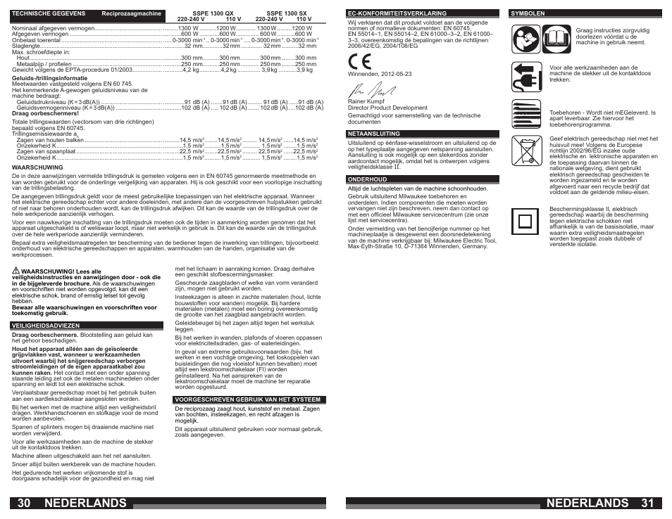 Nederlands | Milwaukee SSPE 1300 QX User Manual | Page 16 / 37