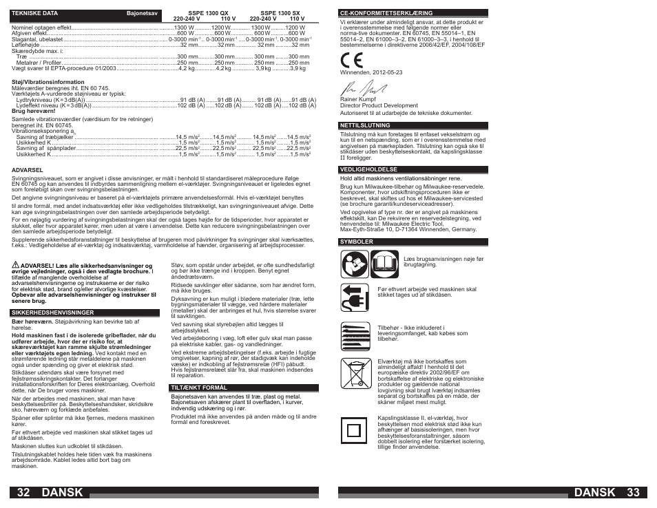Dansk | Milwaukee SSPE 1300 QX User Manual | Page 17 / 37