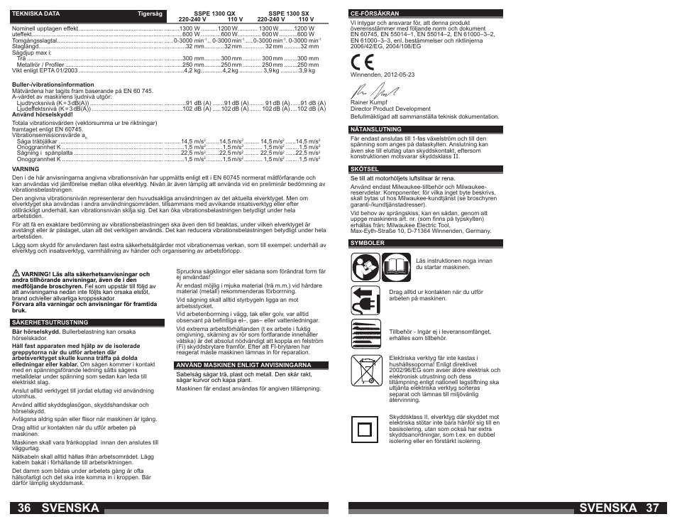 Svenska | Milwaukee SSPE 1300 QX User Manual | Page 19 / 37