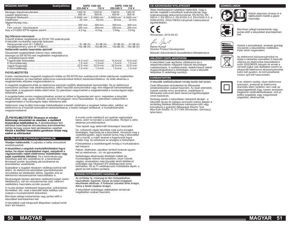 Magyar | Milwaukee SSPE 1300 QX User Manual | Page 26 / 37
