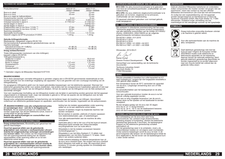 Nederlands | Milwaukee M12 CDD User Manual | Page 15 / 37