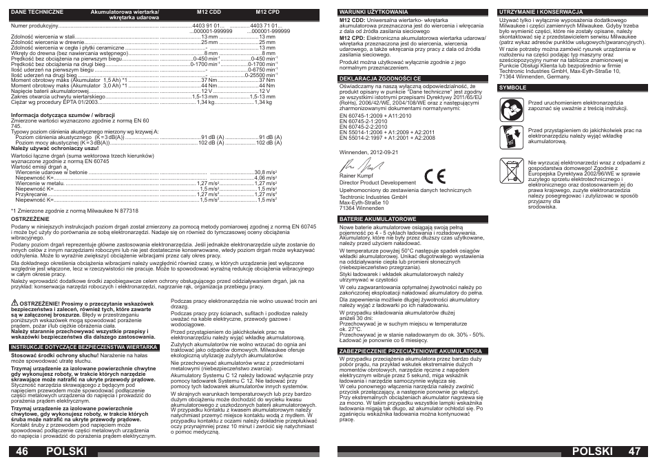 Polski | Milwaukee M12 CDD User Manual | Page 24 / 37