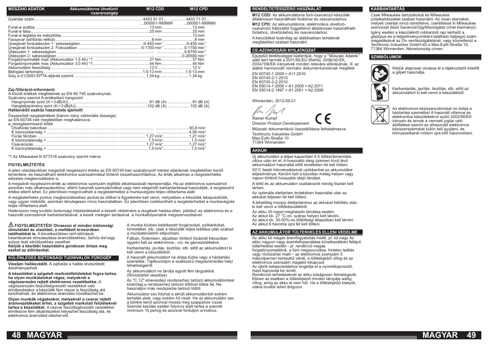 Magyar | Milwaukee M12 CDD User Manual | Page 25 / 37