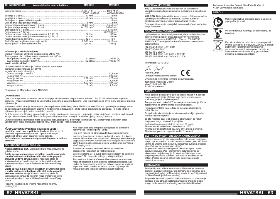 Hrvatski | Milwaukee M12 CDD User Manual | Page 27 / 37