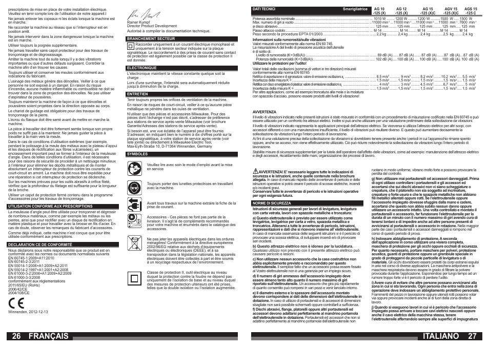 Italiano, Français | Milwaukee AGS 15-125 C User Manual | Page 14 / 31