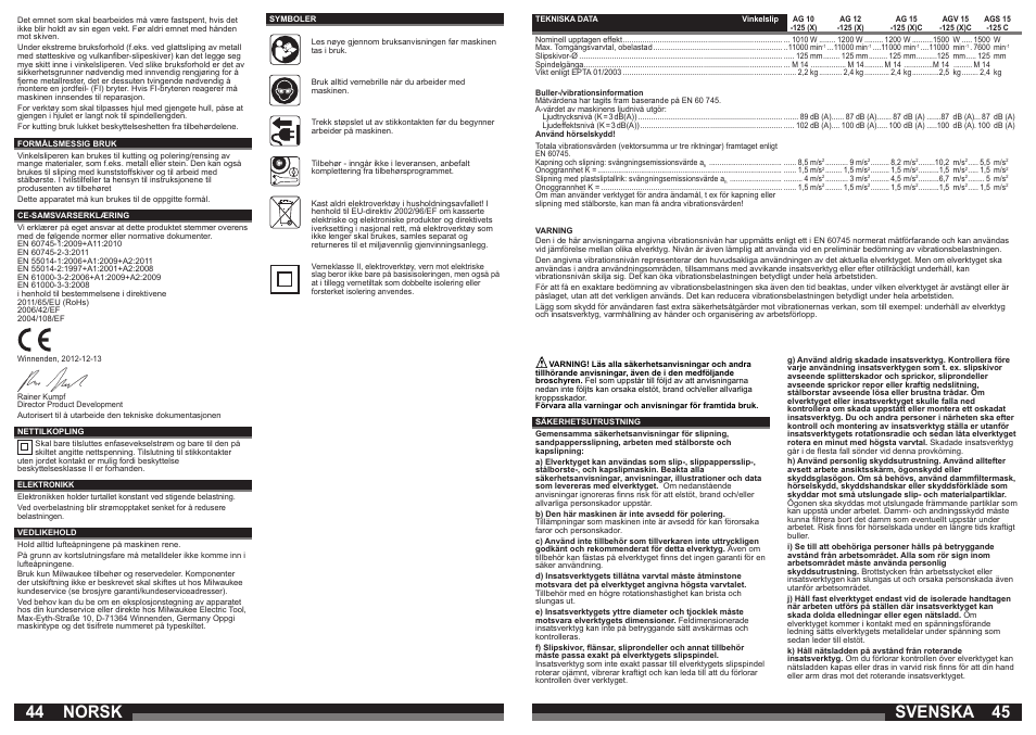 Svenska, Norsk | Milwaukee AGS 15-125 C User Manual | Page 23 / 31