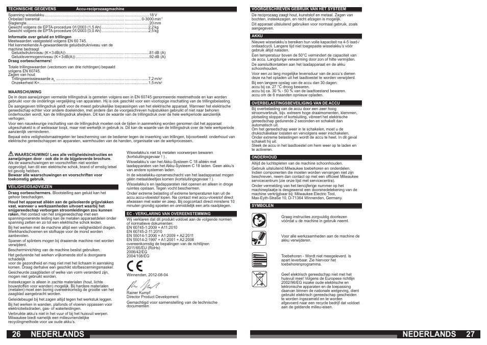 Nederlands | Milwaukee C 18 HZ User Manual | Page 14 / 35