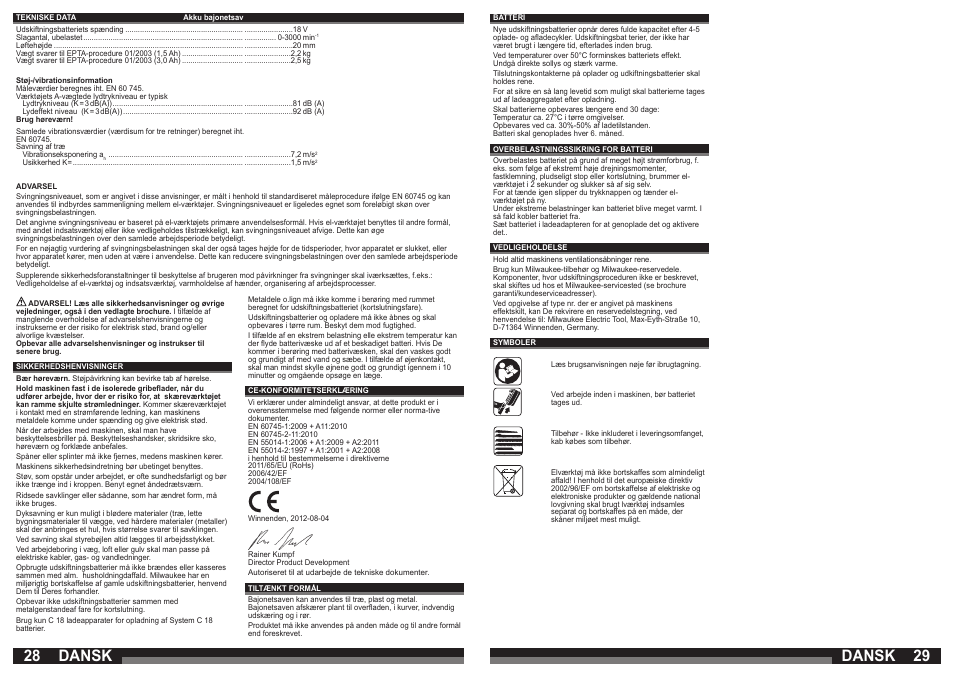 Dansk | Milwaukee C 18 HZ User Manual | Page 15 / 35