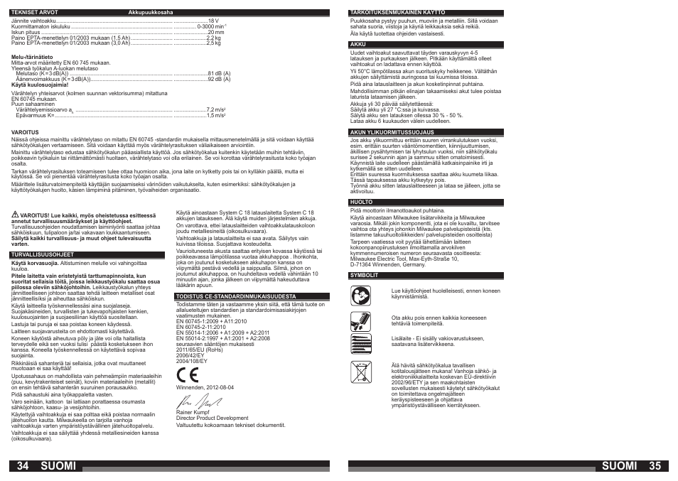 Suomi | Milwaukee C 18 HZ User Manual | Page 18 / 35