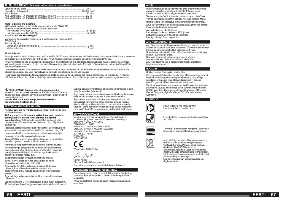 Eesti | Milwaukee C 18 HZ User Manual | Page 29 / 35