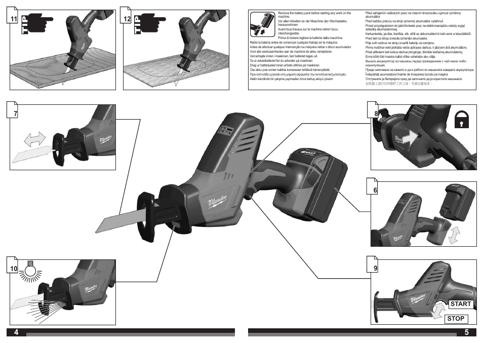 Start stop | Milwaukee C 18 HZ User Manual | Page 3 / 35