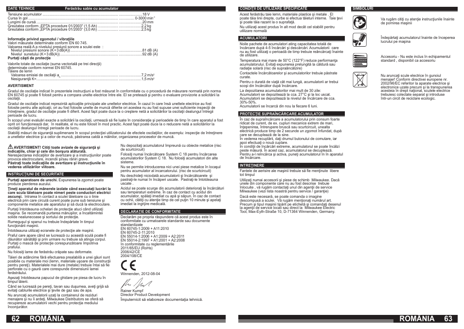 România | Milwaukee C 18 HZ User Manual | Page 32 / 35