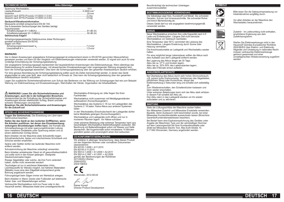 Deutsch | Milwaukee C 18 HZ User Manual | Page 9 / 35