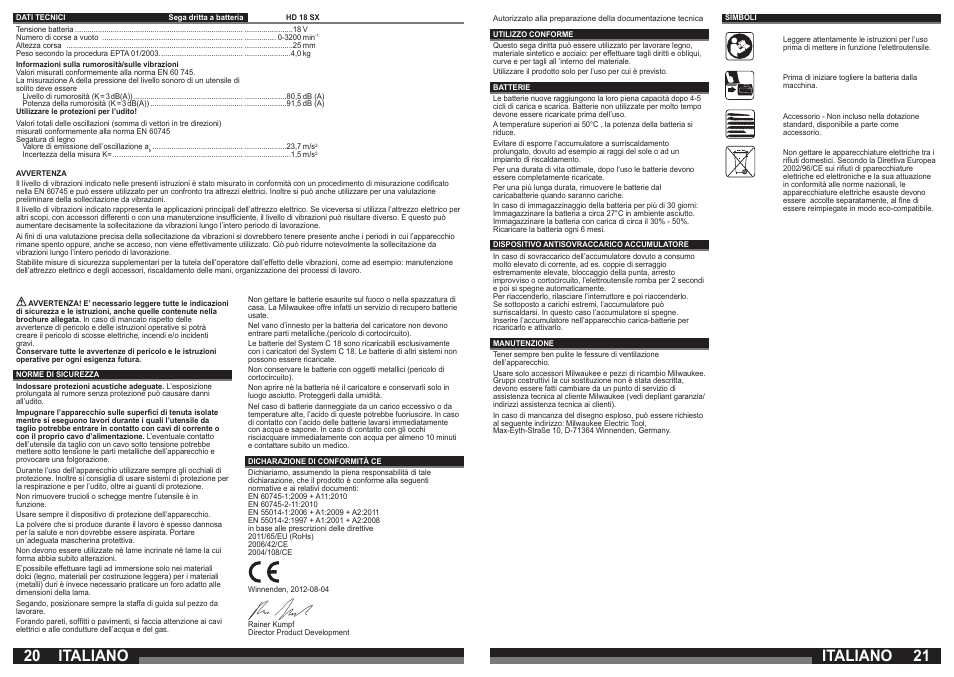 Italiano | Milwaukee HD 18 SX User Manual | Page 11 / 35