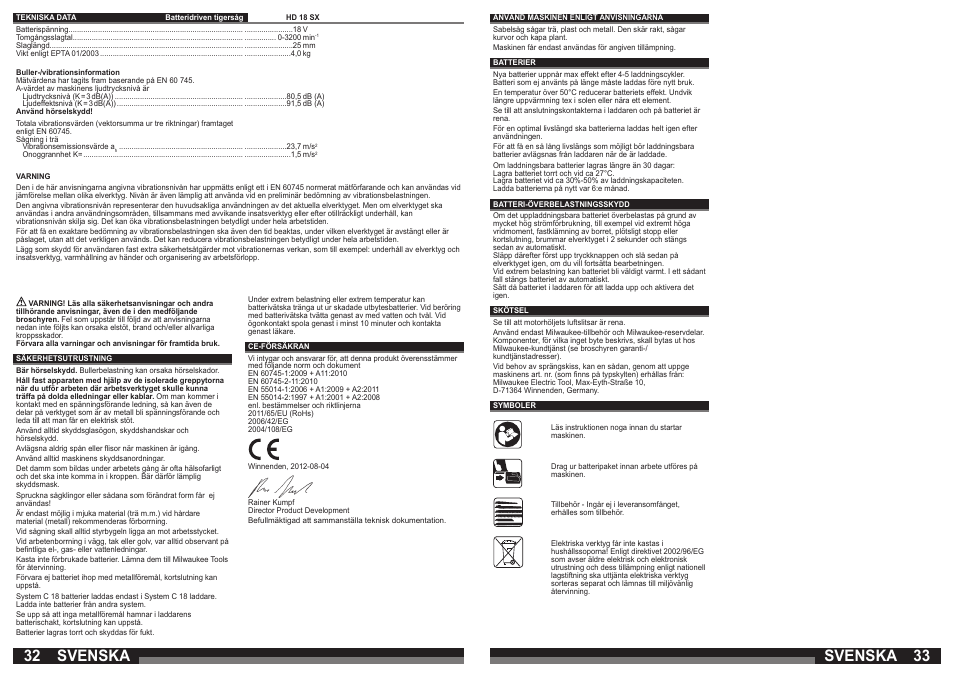 Svenska | Milwaukee HD 18 SX User Manual | Page 17 / 35