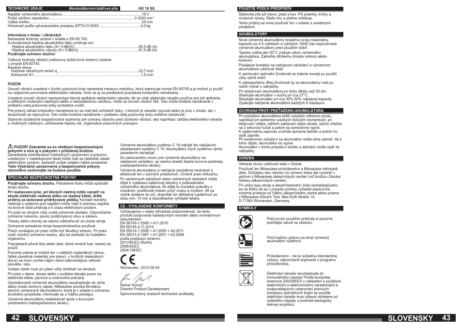 Slovensky | Milwaukee HD 18 SX User Manual | Page 22 / 35