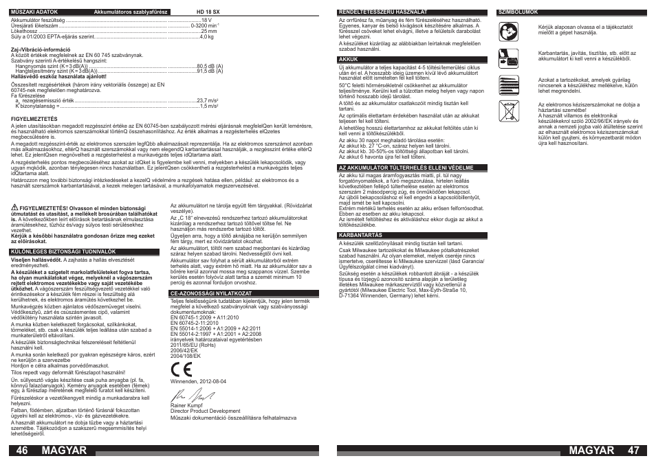 Magyar | Milwaukee HD 18 SX User Manual | Page 24 / 35