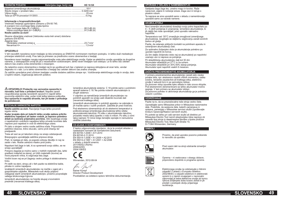 Slovensko | Milwaukee HD 18 SX User Manual | Page 25 / 35