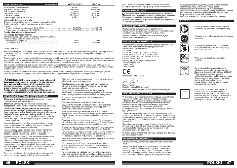 Polski | Milwaukee WCE 30 User Manual | Page 24 / 37