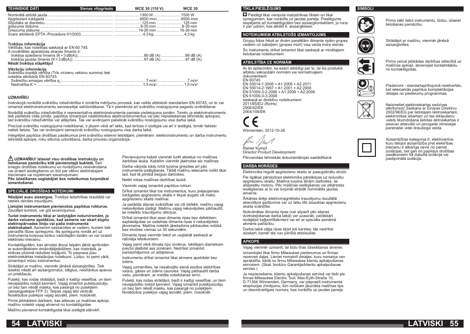 Latviski | Milwaukee WCE 30 User Manual | Page 28 / 37