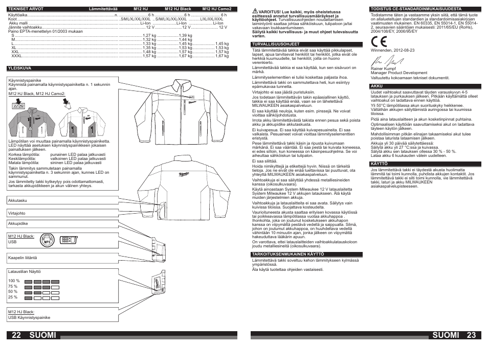 Suomi | Milwaukee M12 HJ Camo2 User Manual | Page 12 / 29