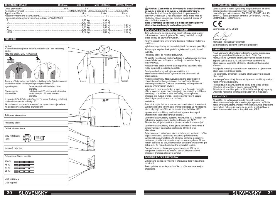 Slovensky | Milwaukee M12 HJ Camo2 User Manual | Page 16 / 29