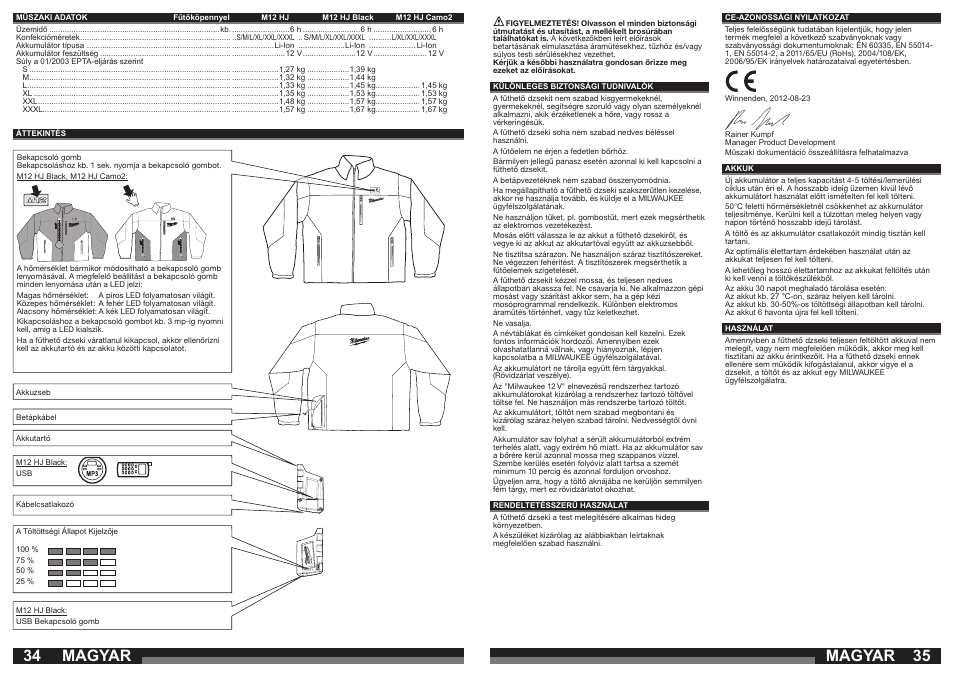 Magyar | Milwaukee M12 HJ Camo2 User Manual | Page 18 / 29