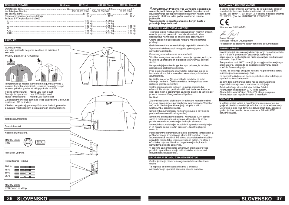 Slovensko | Milwaukee M12 HJ Camo2 User Manual | Page 19 / 29