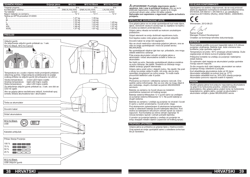 Hrvatski | Milwaukee M12 HJ Camo2 User Manual | Page 20 / 29