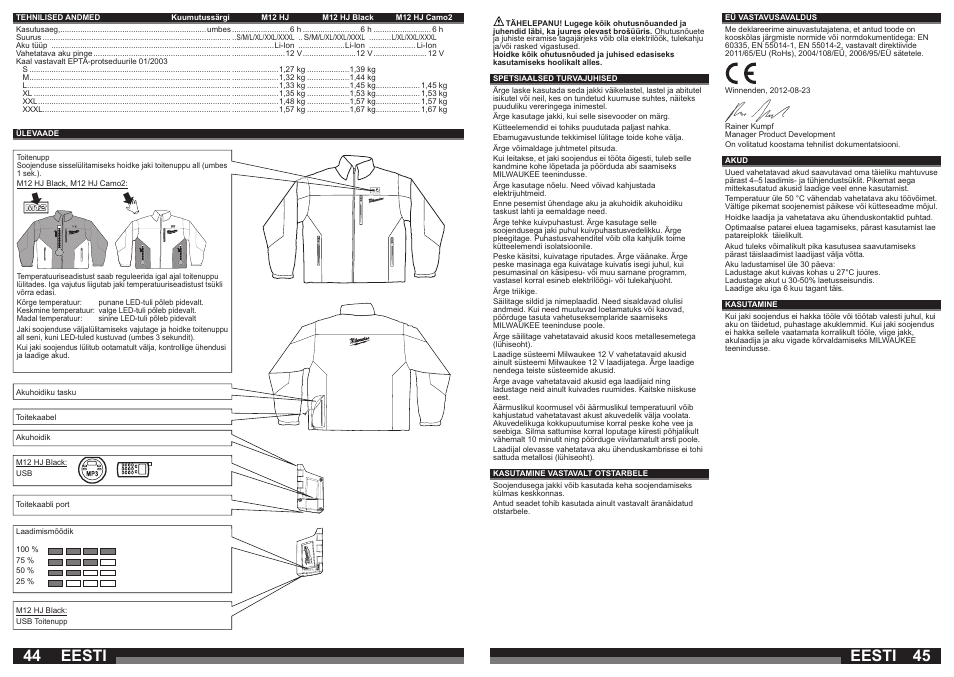 Eesti | Milwaukee M12 HJ Camo2 User Manual | Page 23 / 29