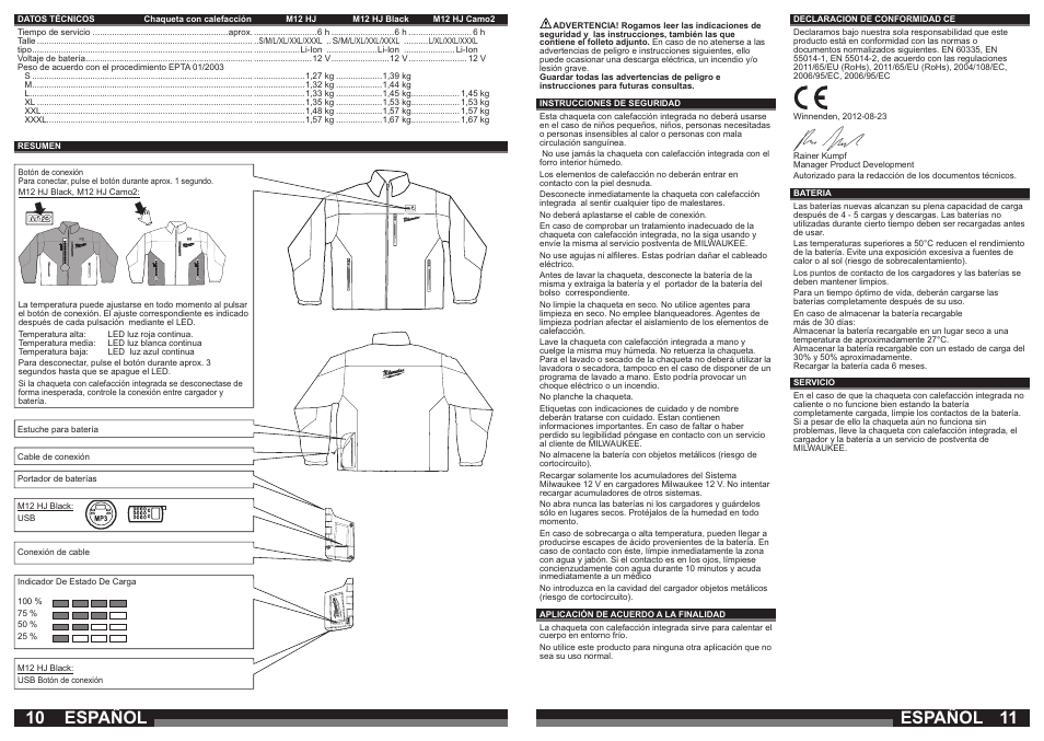 Español | Milwaukee M12 HJ Camo2 User Manual | Page 6 / 29