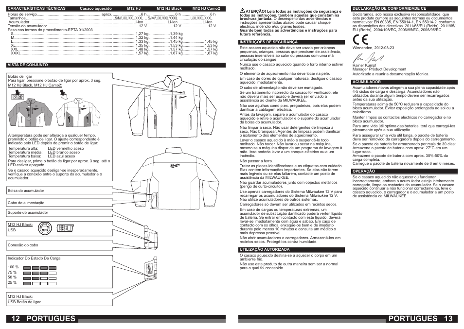 Portugues | Milwaukee M12 HJ Camo2 User Manual | Page 7 / 29