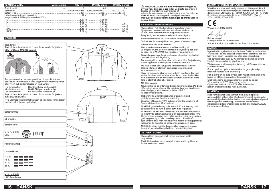 Dansk | Milwaukee M12 HJ Camo2 User Manual | Page 9 / 29