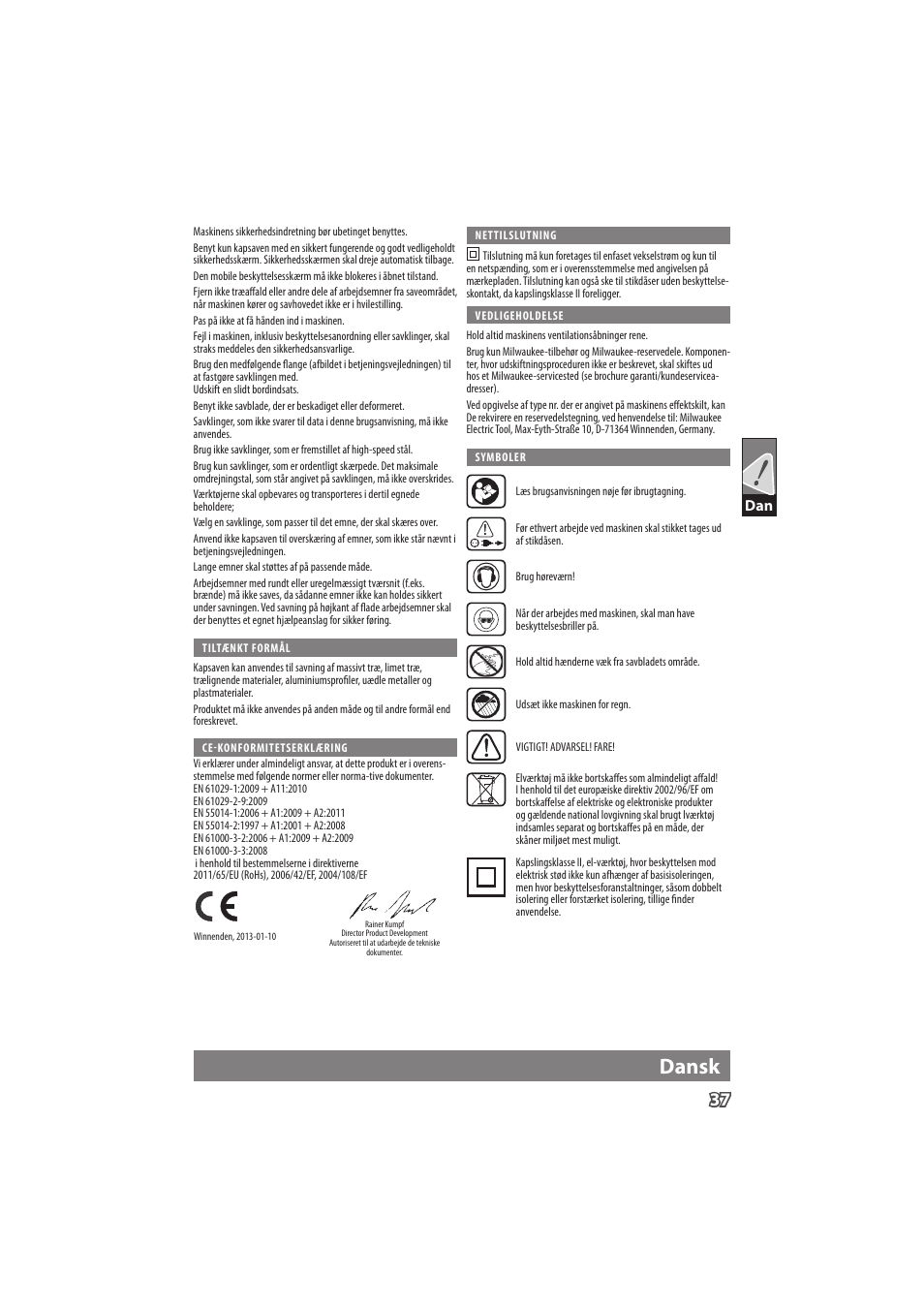 English, Deutsch, Dansk | Milwaukee MS 304 DB User Manual | Page 40 / 79