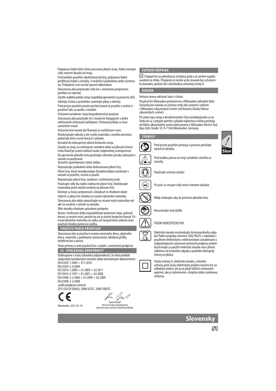 English, Deutsch, Slovensky | Slov | Milwaukee MS 304 DB User Manual | Page 54 / 79