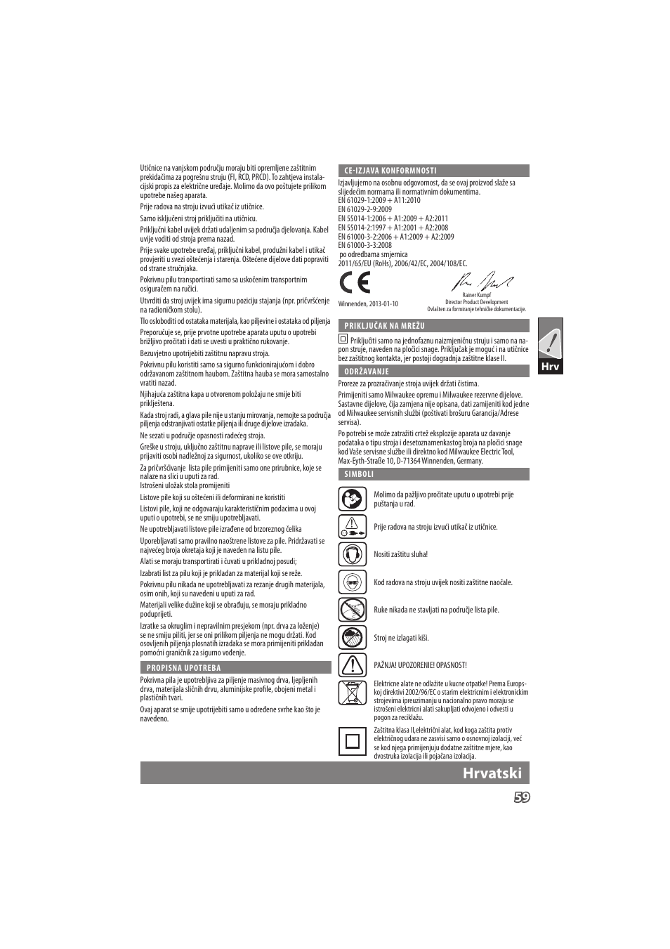 English, Deutsch, Hrvatski | Milwaukee MS 304 DB User Manual | Page 62 / 79