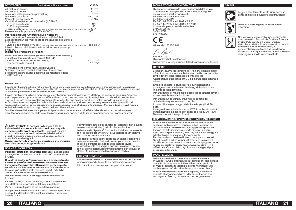 Italiano | Milwaukee C12 PC User Manual | Page 11 / 35