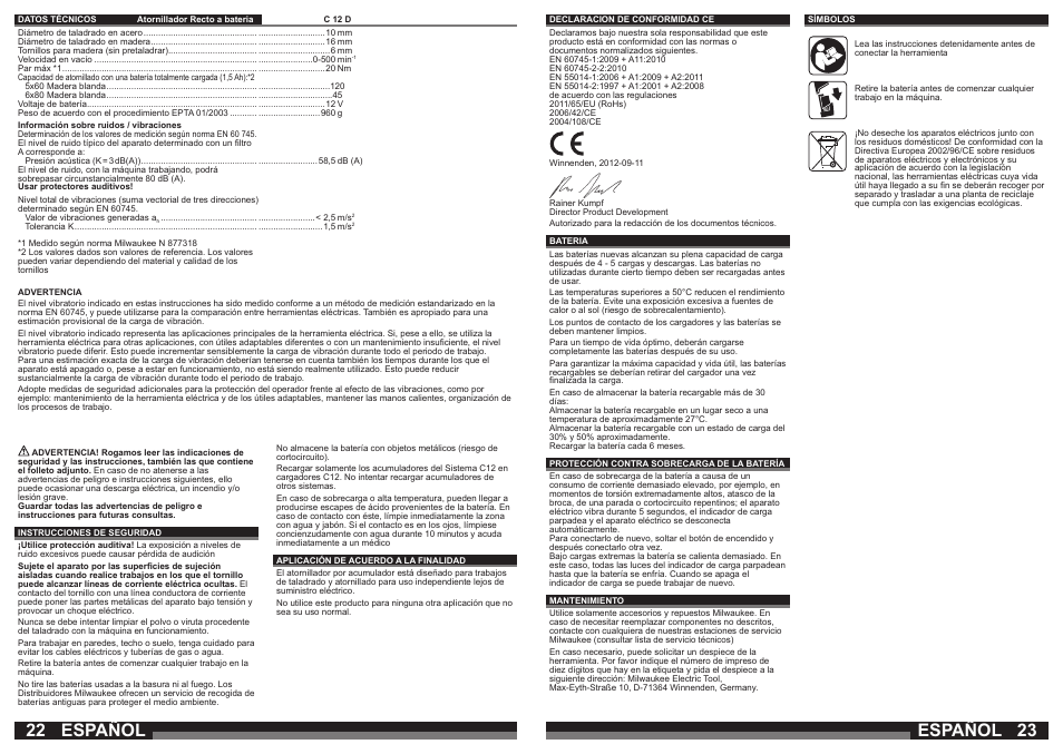 Español | Milwaukee C12 PC User Manual | Page 12 / 35