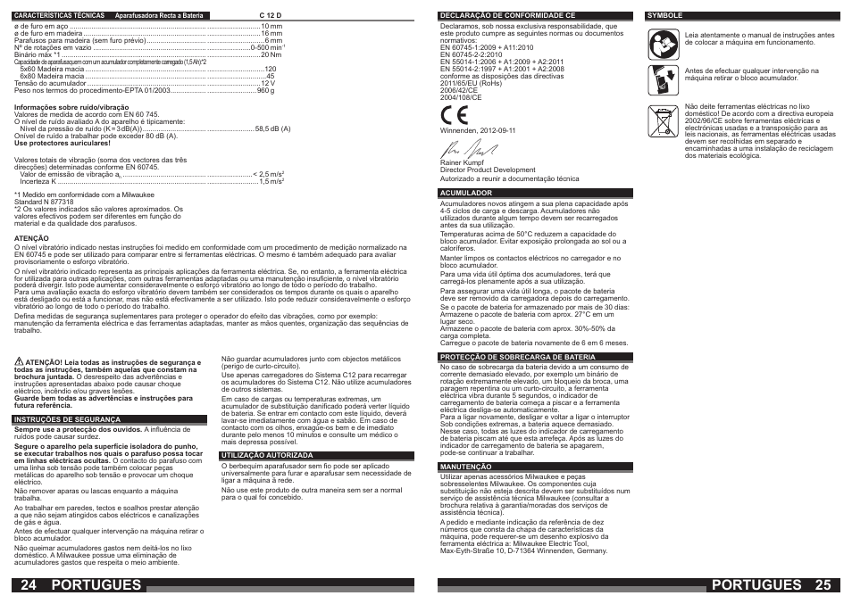 Portugues | Milwaukee C12 PC User Manual | Page 13 / 35